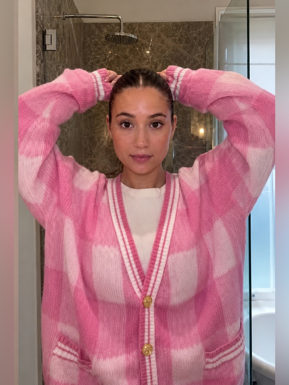 More to Come Revolve Bonnie Pink Plaid Cardigan Sweater XS